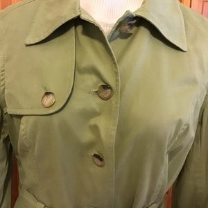 Sigrid Olsen Green Trench Coat Size Medium Good Condition